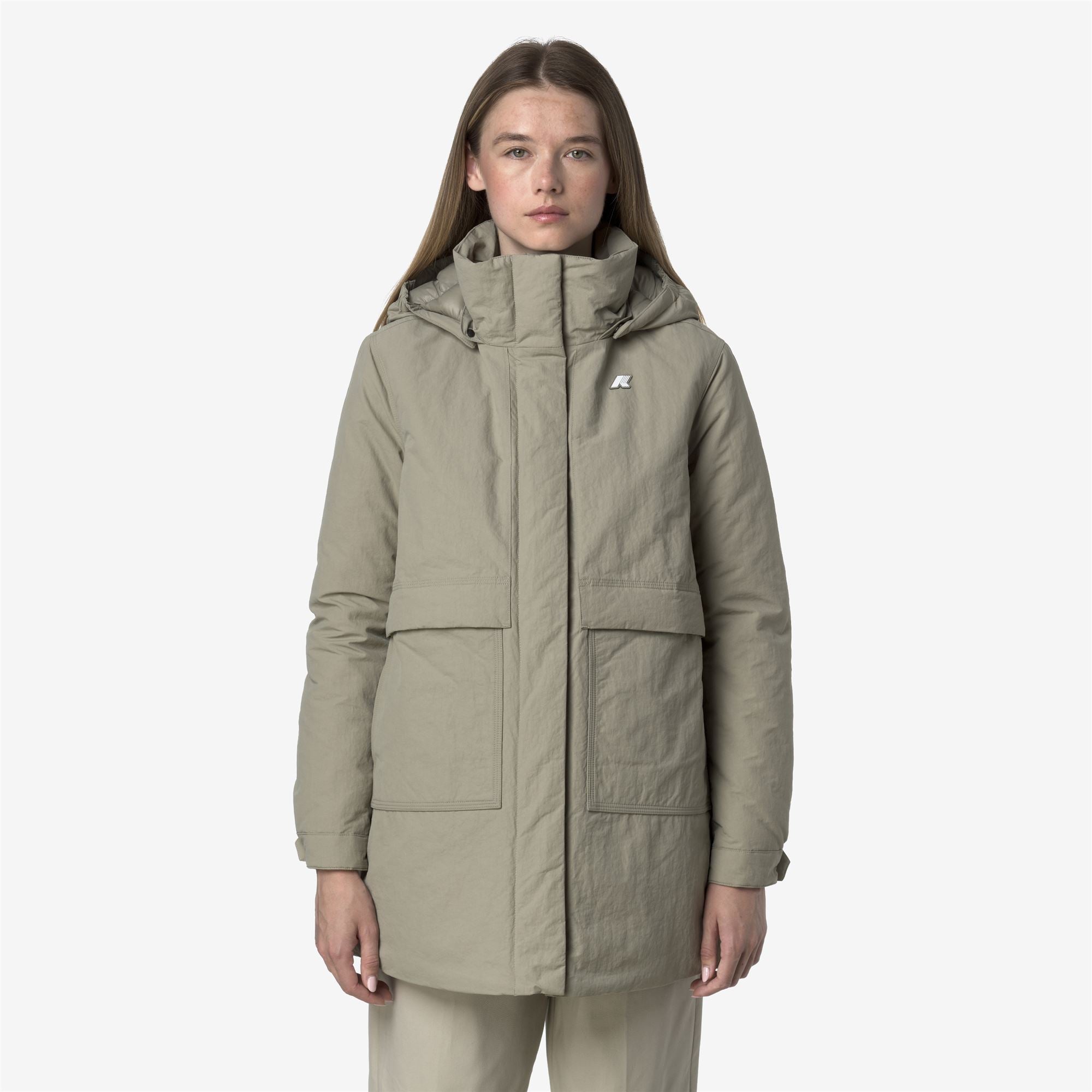 Jackets_WOMAN_KALIMA WARM COTTON NYLON_3/4 Length_Green Oak - Commercial 4