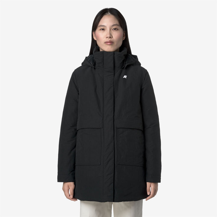 Giacca isolante nera da donna a trapezio, lunghezza 3/4 4