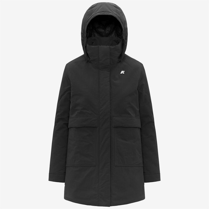 Giacca isolante nera da donna a trapezio, lunghezza 3/4 1