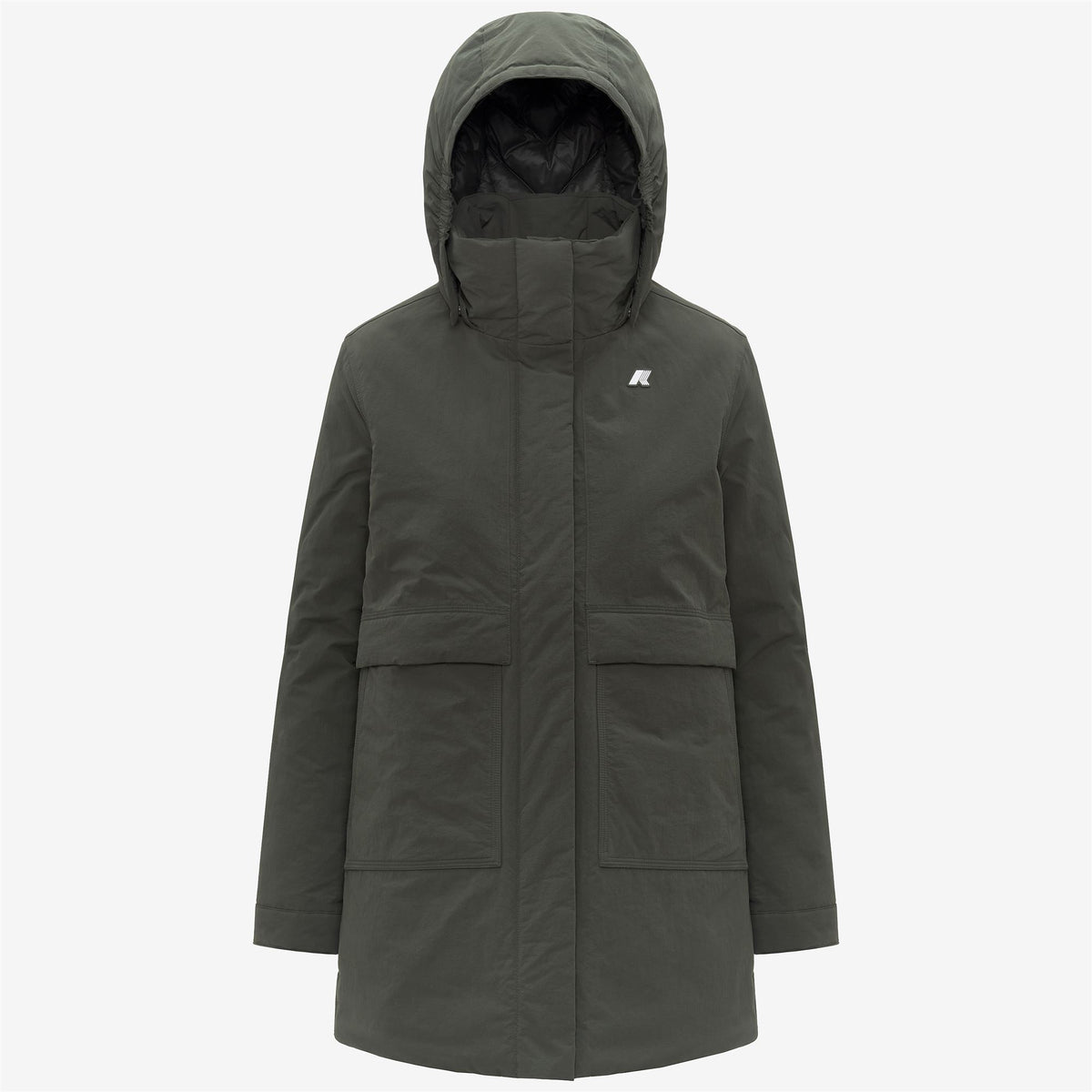 Jackets_WOMAN_KALIMA WARM COTTON NYLON_3/4 Length_GREEN BLACKISH - Commercial 1
