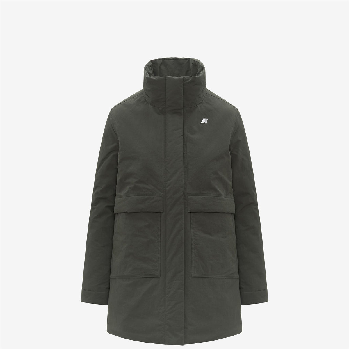 Jackets_WOMAN_KALIMA WARM COTTON NYLON_3/4 Length_GREEN BLACKISH - Commercial 2