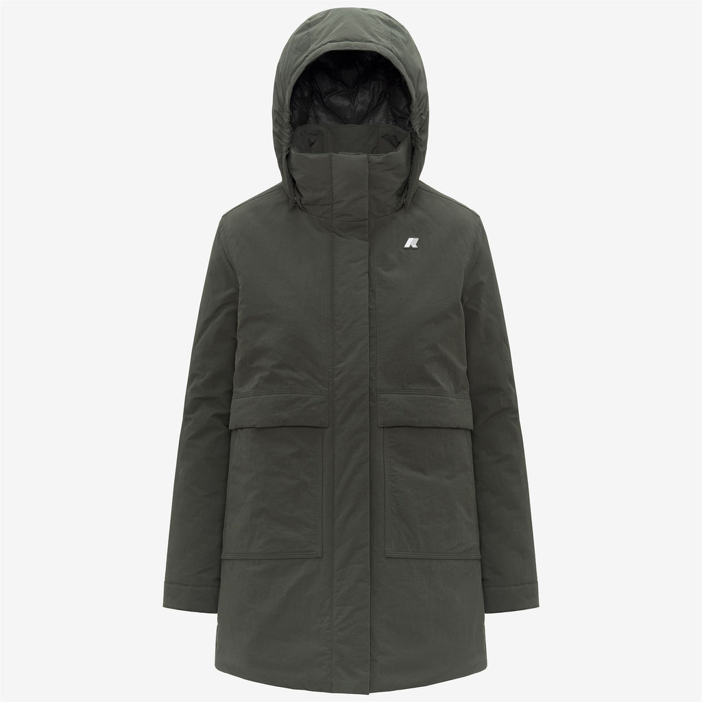 Jackets_WOMAN_KALIMA WARM COTTON NYLON_3/4 Length_GREEN BLACKISH - Commercial 1