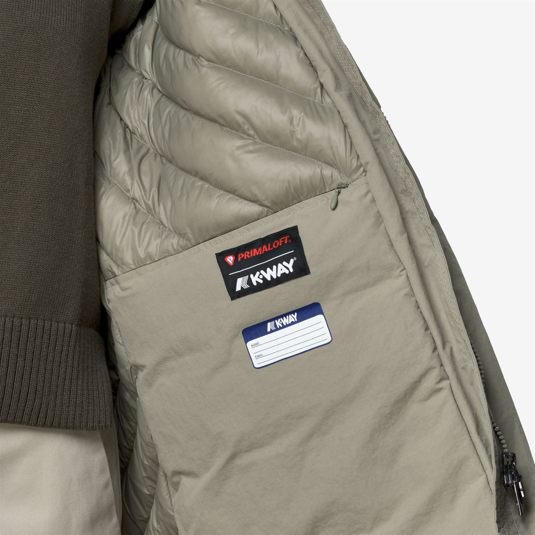 Chaqueta larga verde de corte A para mujer con capucha y aislamiento PrimaLoft main