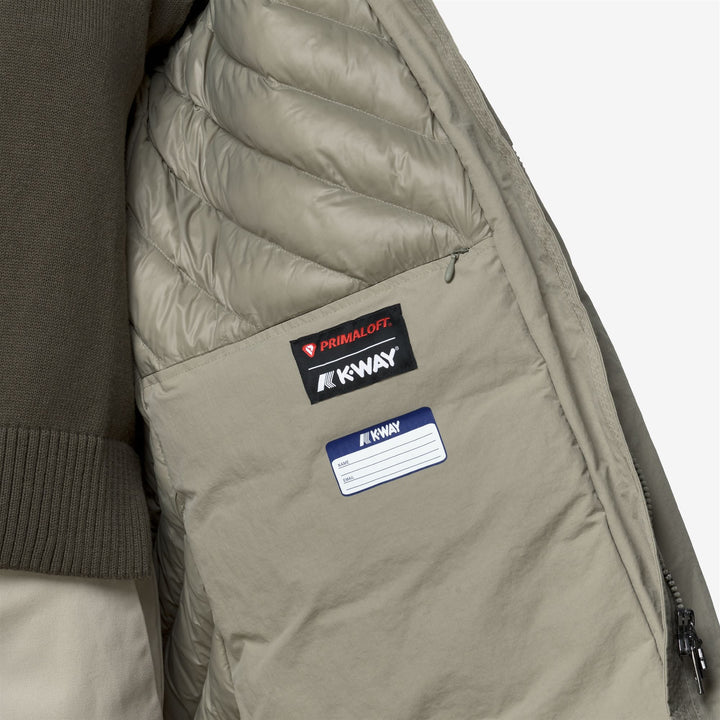 Chaqueta larga verde de corte A para mujer con capucha y aislamiento PrimaLoft 9