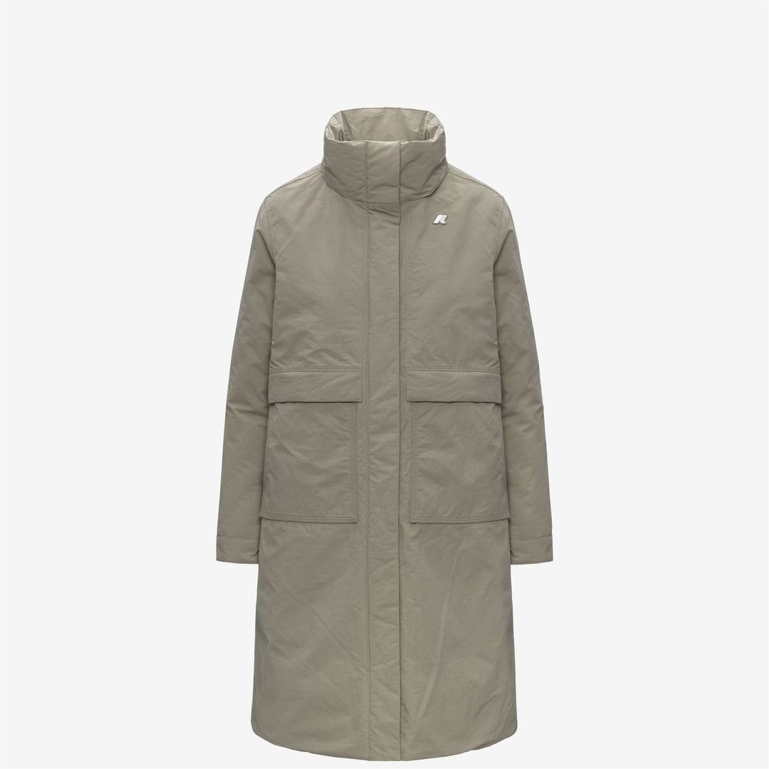 Chaqueta larga verde de corte A para mujer con capucha y aislamiento PrimaLoft main