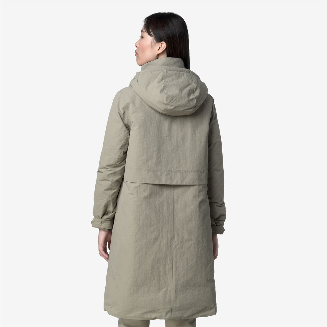 Chaqueta larga verde de corte A para mujer con capucha y aislamiento PrimaLoft main