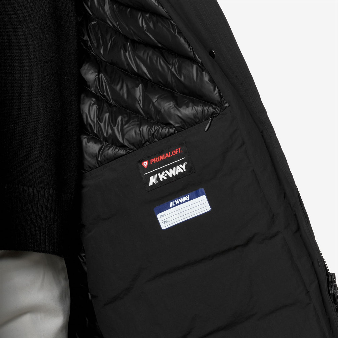 Chaqueta larga negra de corte A para mujer con aislamiento PrimaLoft main