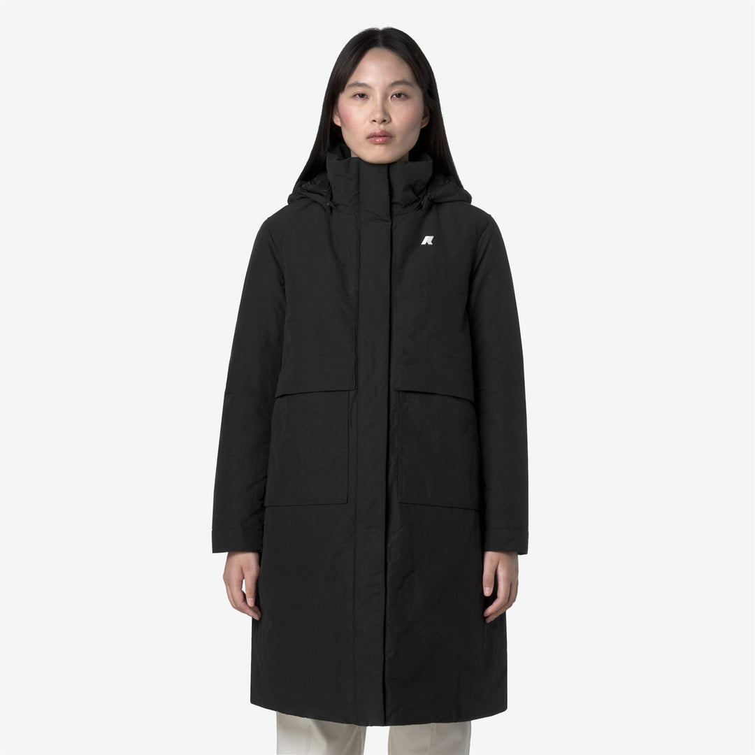 Chaqueta larga negra de corte A para mujer con aislamiento PrimaLoft main