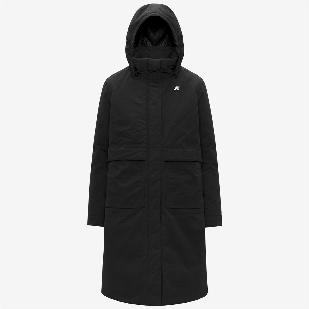 Black Women's Long A-Line Jacket with PrimaLoft Insulation 01