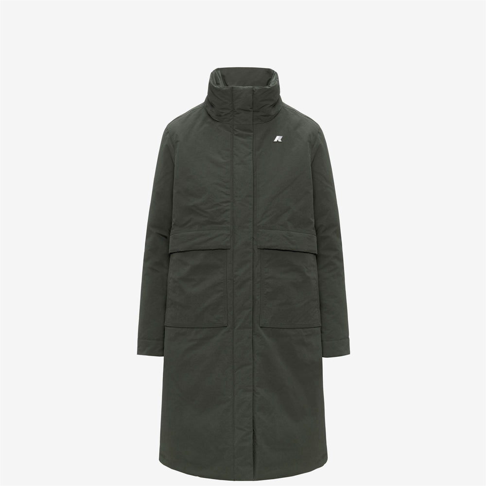 Green black Women's Long A-Line Jacket with PrimaLoft Insulation 02