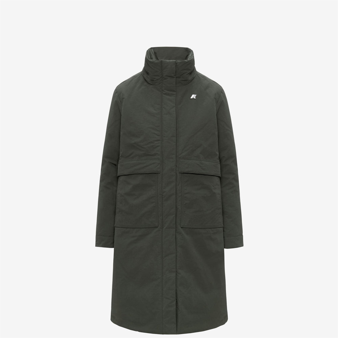 Giacca lunga da donna verde nera a trapezio con isolamento PrimaLoft main