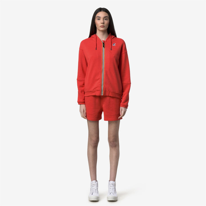 LARA POLY COTTON Fleece Jumper Woman Red Poppy 1