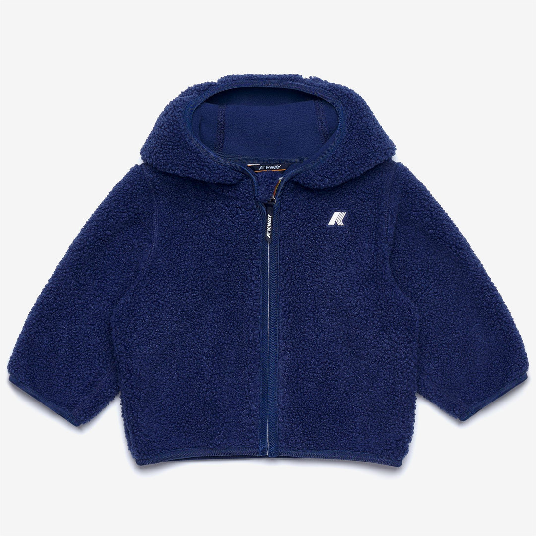 Felpa con cappuccio unisex blu scuro in pile con cerniera intera per bambini 01