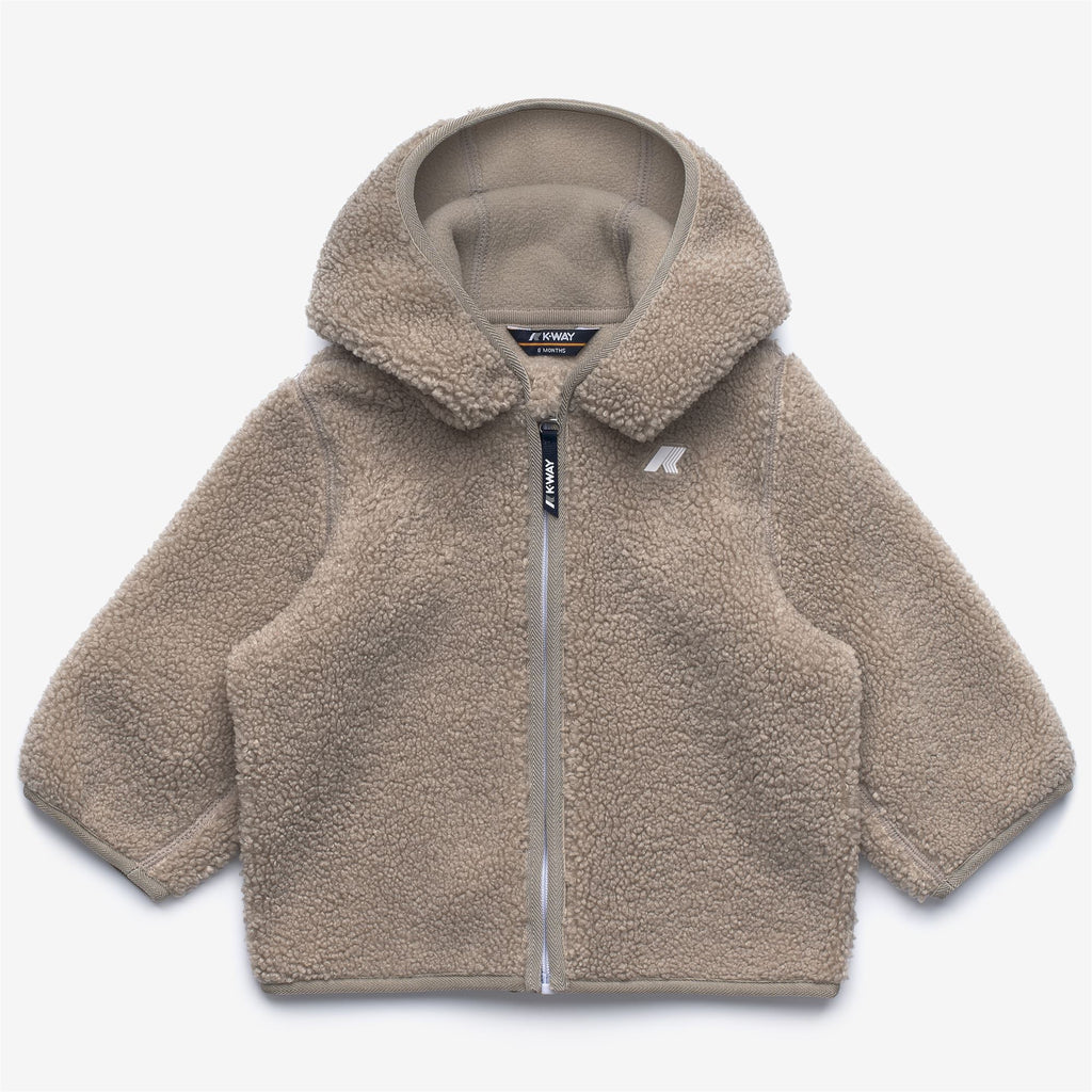 Fleece_KID UNISEX_E. JANNE POLAR_Hoodie Full Zip_Beige Cashmere-Beige Cashmere - Commercial 1