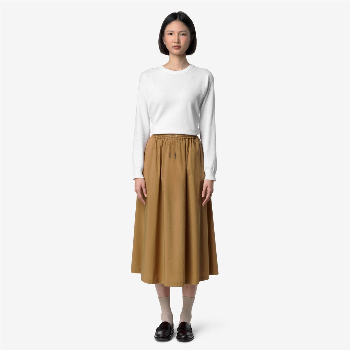 Skirts_Woman_MOSELLA LIGHT POPLIN TECH_Long_Brown Bistre - Commercial 4