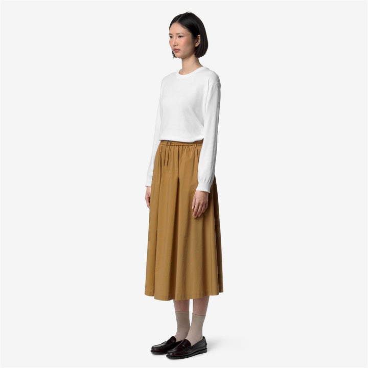 Brown Women's Lightweight Long Skirt with Elastic Waistband 4