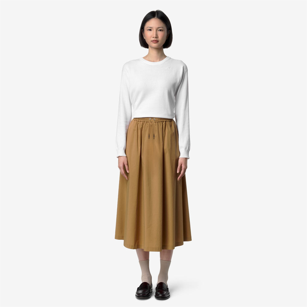 Brown Women's Lightweight Long Skirt with Elastic Waistband 02
