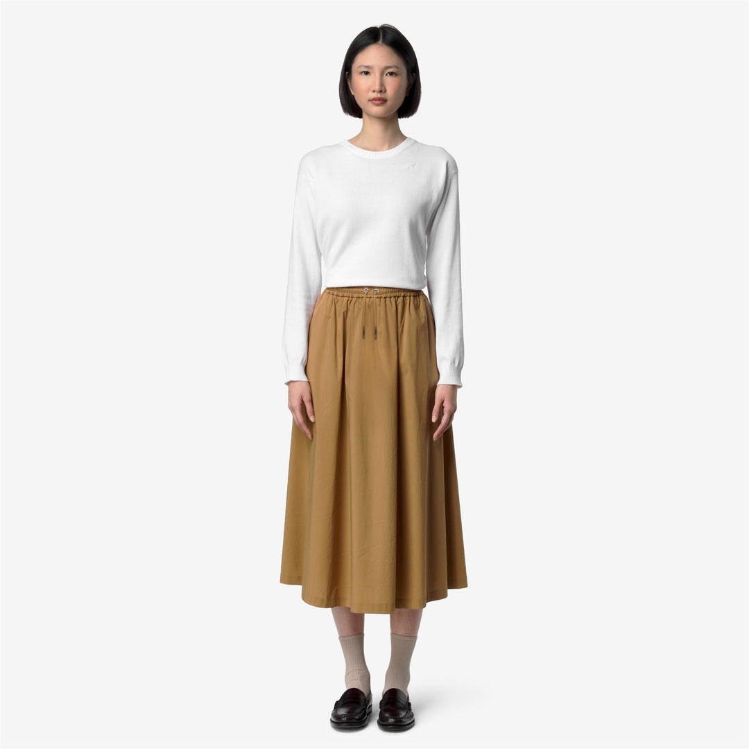 Brown Women's Lightweight Long Skirt with Elastic Waistband main