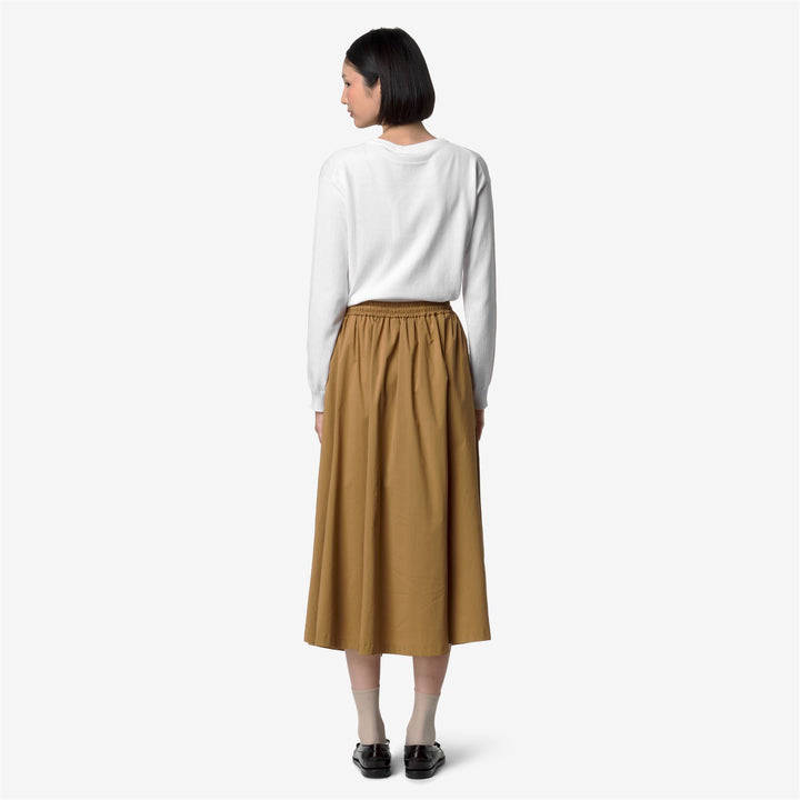 Brown Women's Lightweight Long Skirt with Elastic Waistband 5