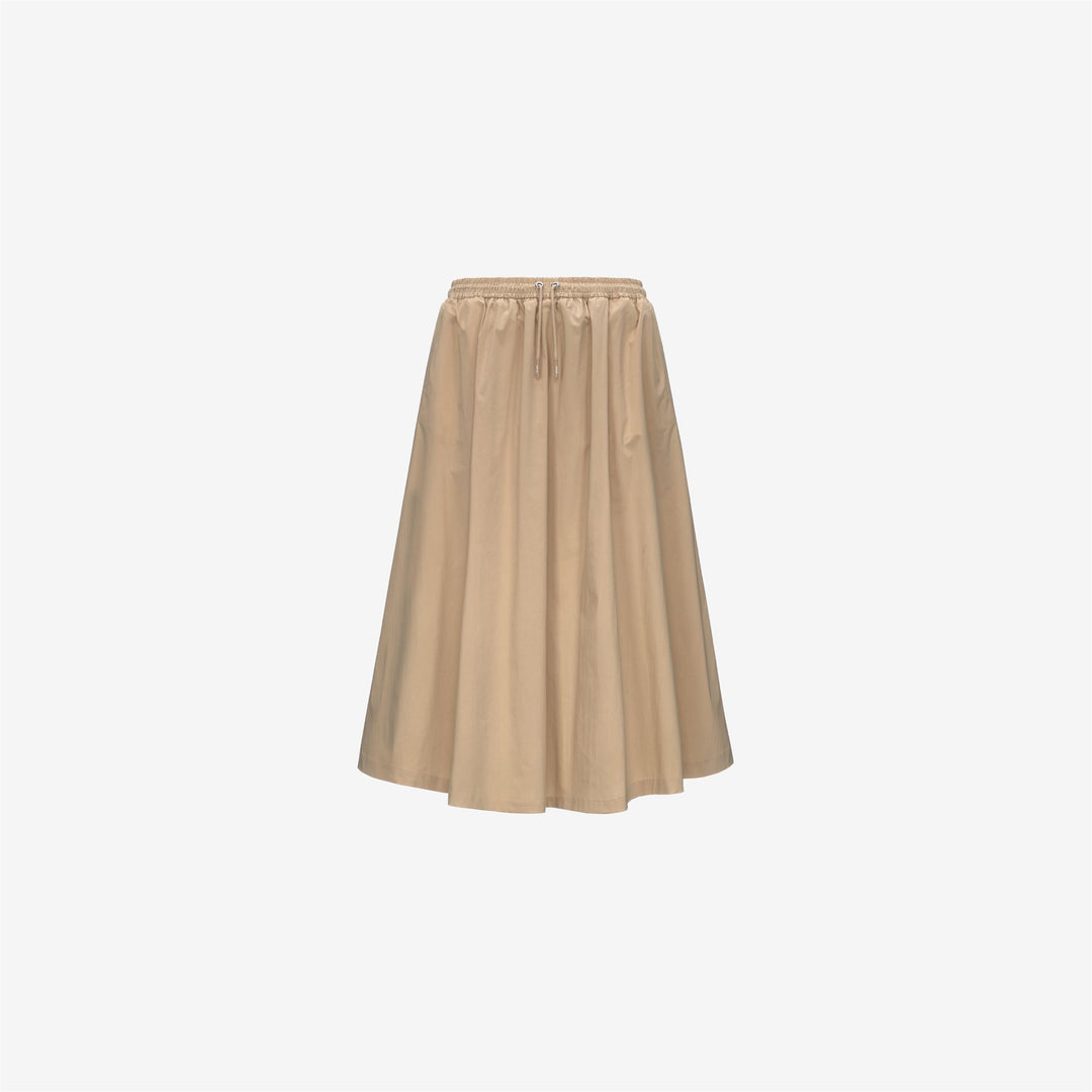 Beige Brown Women's Casual Long Skirt with Adjustable Waistband main