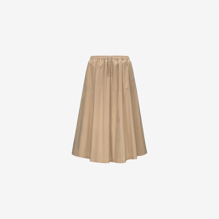 Beige Brown Women's Casual Long Skirt with Adjustable Waistband 5