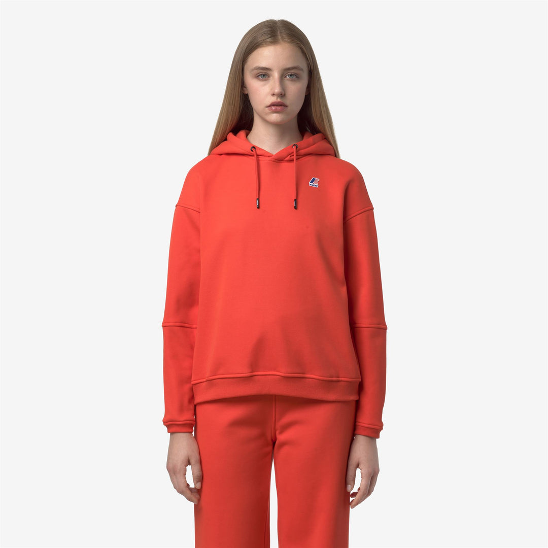 Felpa con cappuccio in pile arancione da donna per sport all'aria aperta e tempo libero main