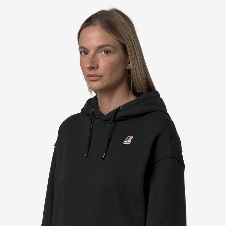 Felpa con cappuccio in pile nera da donna per attività all'aperto e per il tempo libero 2