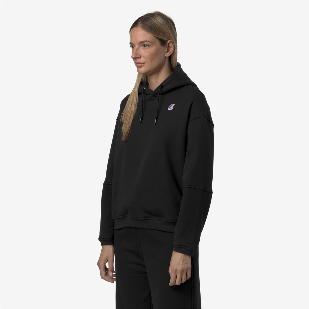 Felpa con cappuccio in pile nera da donna per attività all'aperto e per il tempo libero main