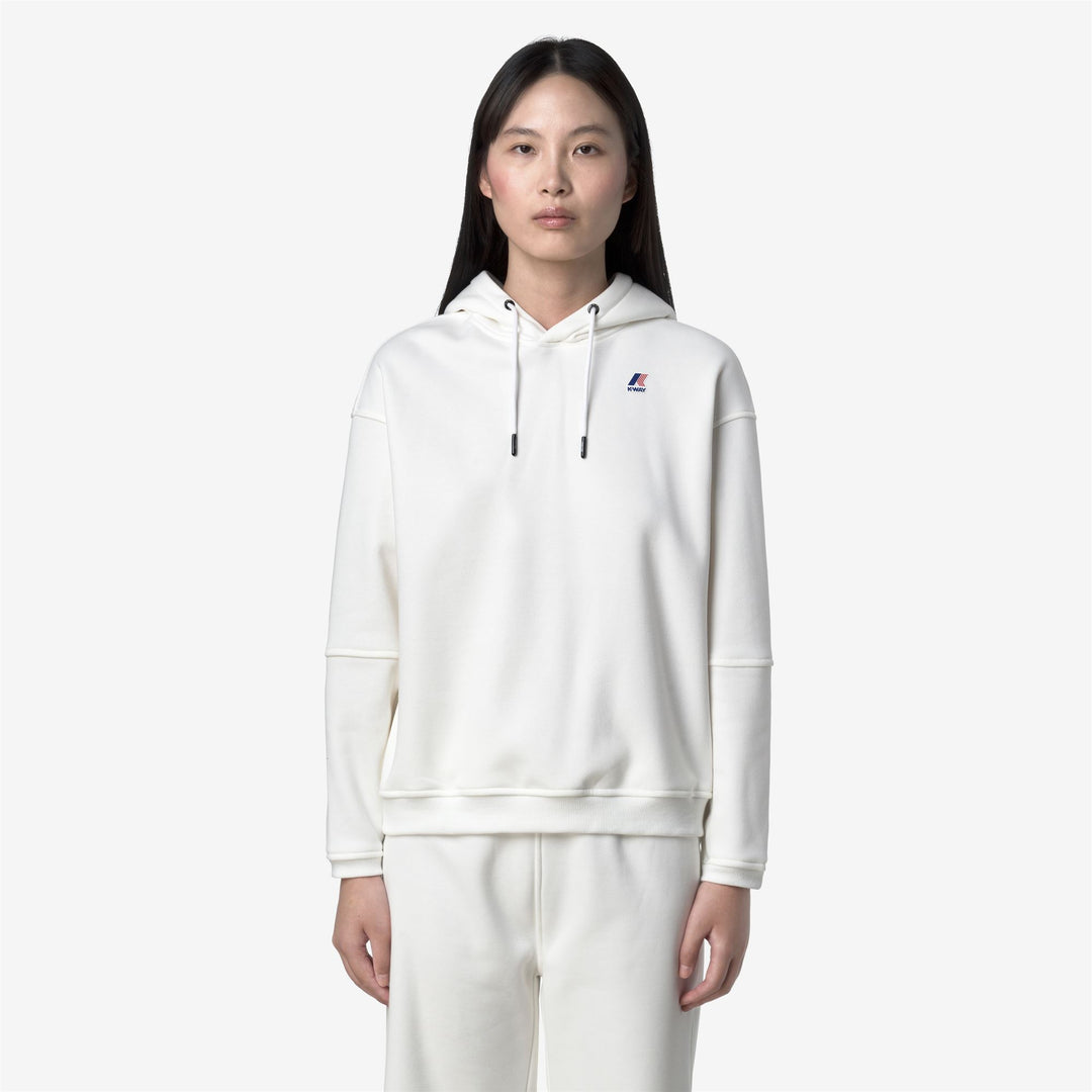 Felpa con cappuccio in pile da esterno bianca da donna con cappuccio regolabile main