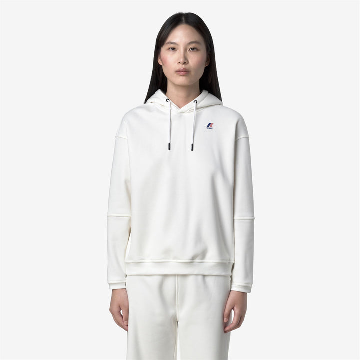 Felpa con cappuccio in pile da esterno bianca da donna con cappuccio regolabile 3