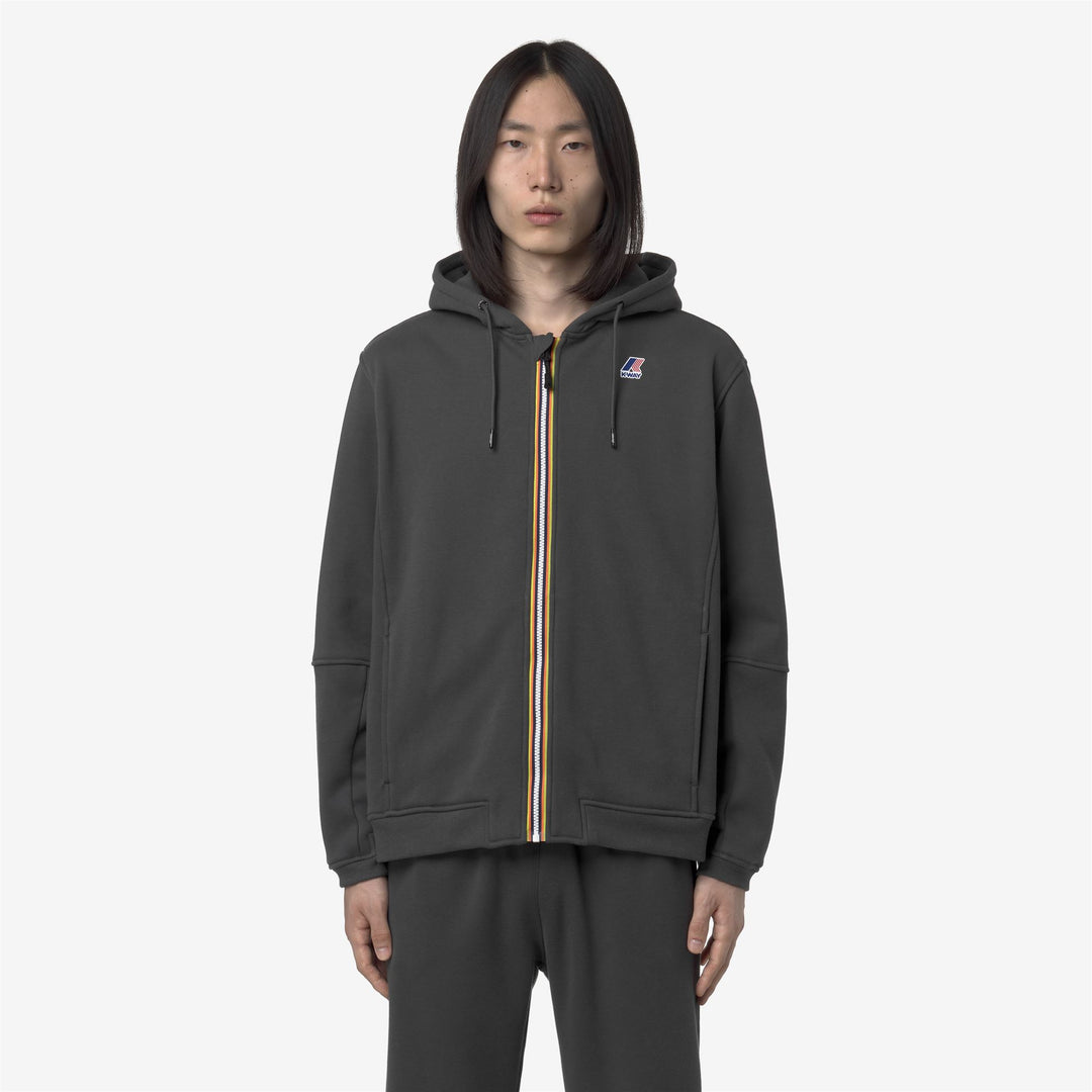 Sudadera unisex gris con capucha y cremallera completa para actividades al aire libre main