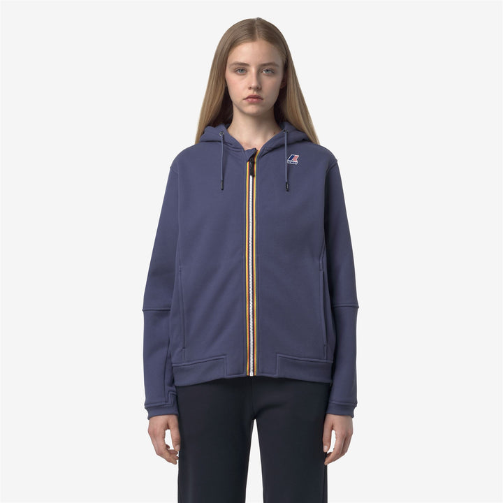 Sudadera con capucha polar unisex azul oscuro con cremallera completa para actividades al aire libre 3