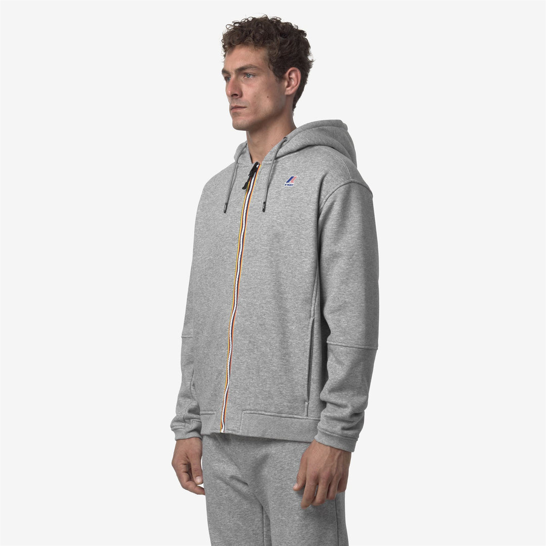 Felpa con cappuccio unisex grigia con zip intera per sport all'aria aperta e tempo libero main