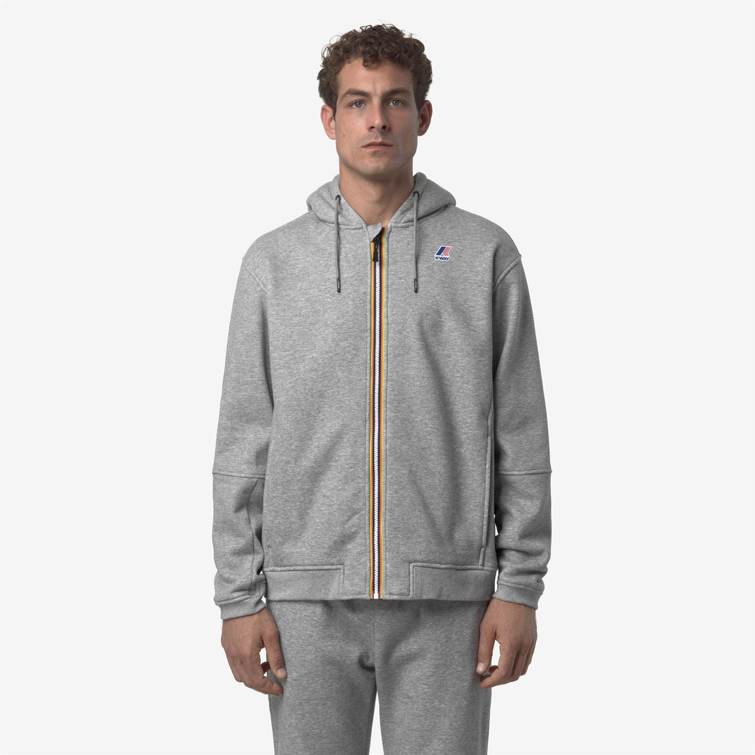 Felpa con cappuccio unisex grigia con zip intera per sport all'aria aperta e tempo libero main
