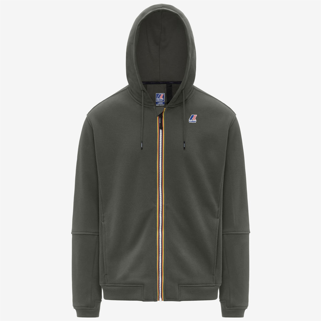 Fleece_UNISEX_PROSPER BRUSHED PC_Hoodie Full Zip_GREEN BLACKISH - Commercial 1