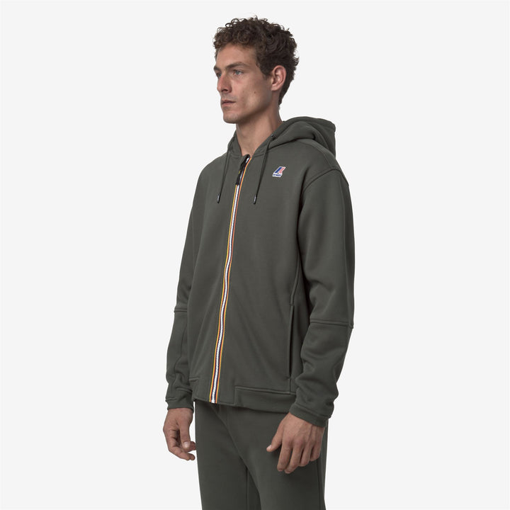 Sudadera unisex verde con cremallera completa para deportes al aire libre con bolsillos 4
