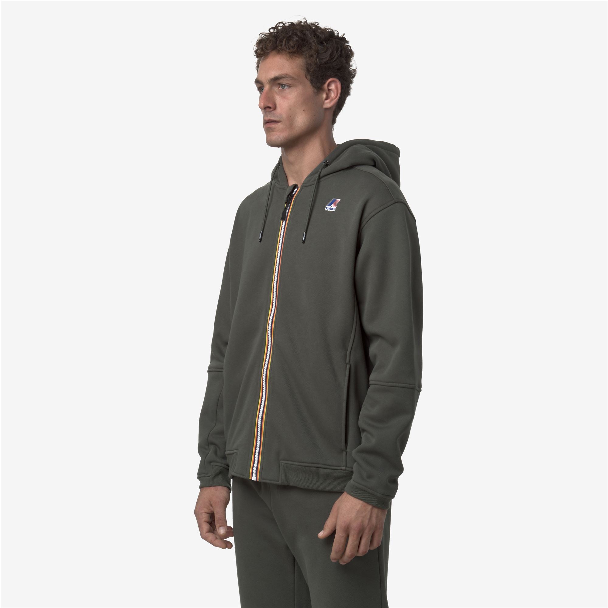 Fleece_UNISEX_PROSPER BRUSHED PC_Hoodie Full Zip_GREEN BLACKISH - Commercial 5
