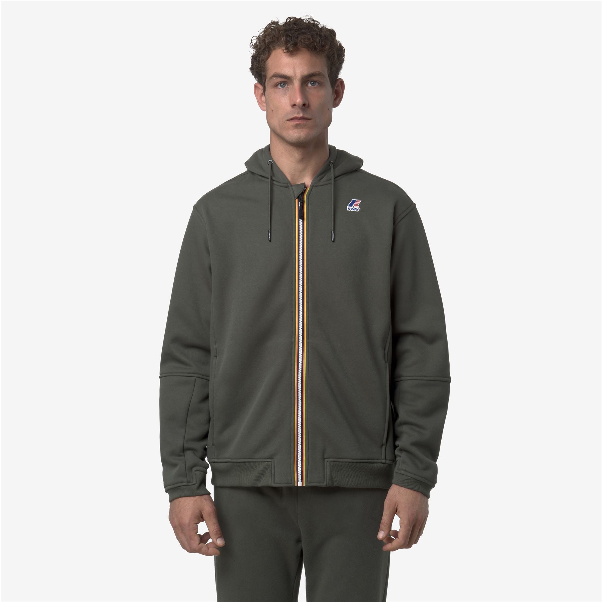 Fleece_UNISEX_PROSPER BRUSHED PC_Hoodie Full Zip_GREEN BLACKISH - Commercial 4
