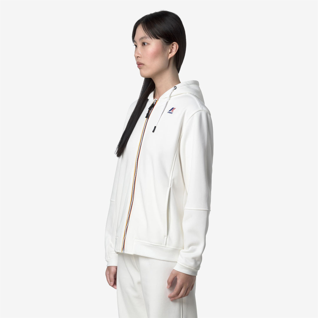 Felpa con cappuccio unisex bianca con zip intera per attività all'aperto main