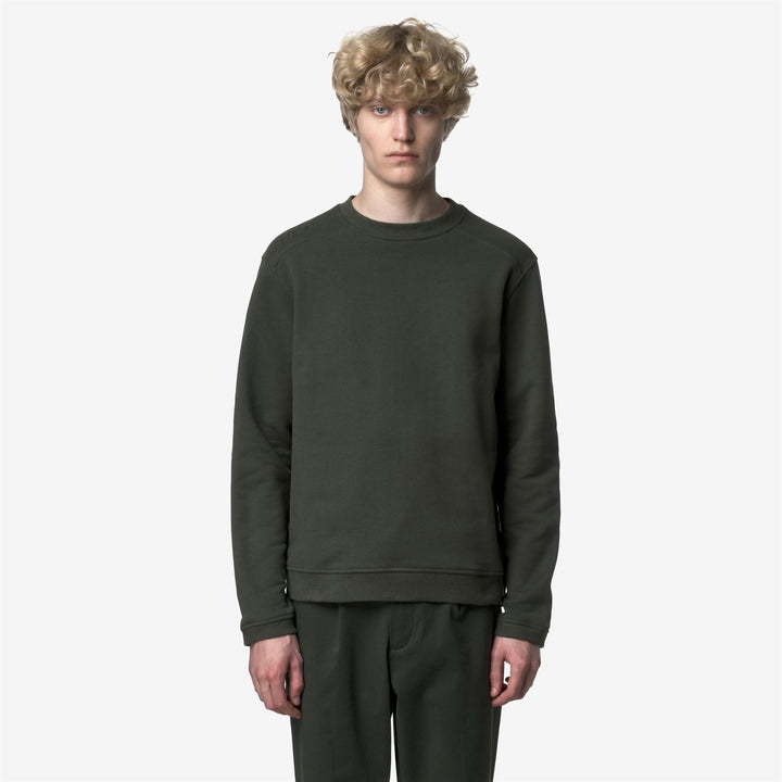 Green black Men's Cotton Cashmere Crewneck Fleece Jumper 3