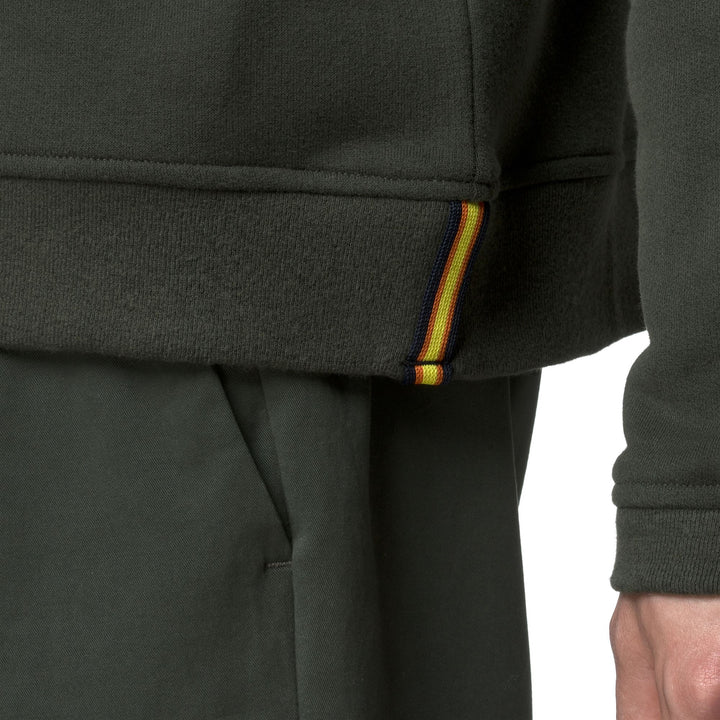 Green black Men's Cotton Cashmere Crewneck Fleece Jumper 2