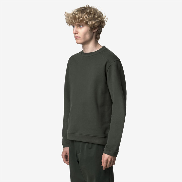 Green black Men's Cotton Cashmere Crewneck Fleece Jumper 4