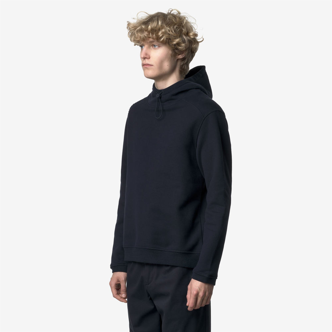 Felpa con cappuccio regolabile in cotone e cashmere blu scuro da uomo main