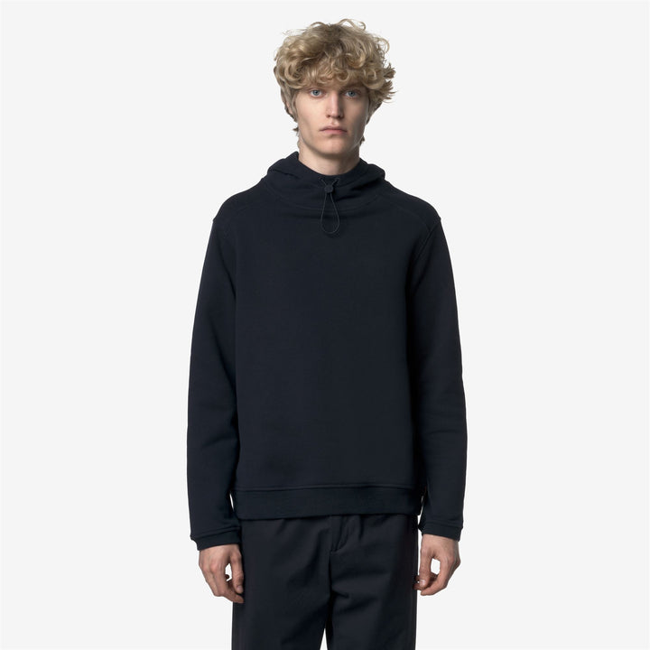 Felpa con cappuccio regolabile in cotone e cashmere blu scuro da uomo 3