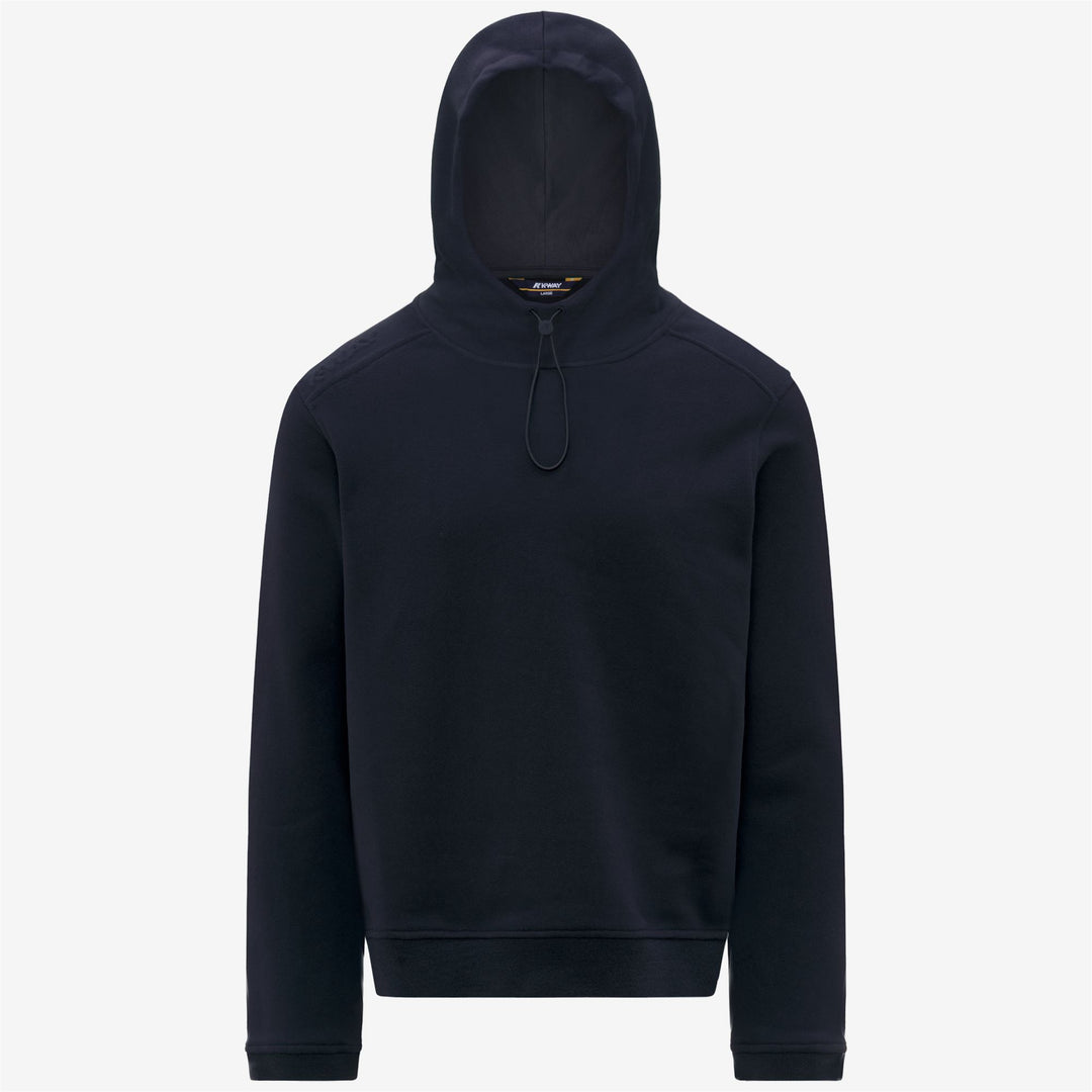 Felpa con cappuccio regolabile in cotone e cashmere blu scuro da uomo 01