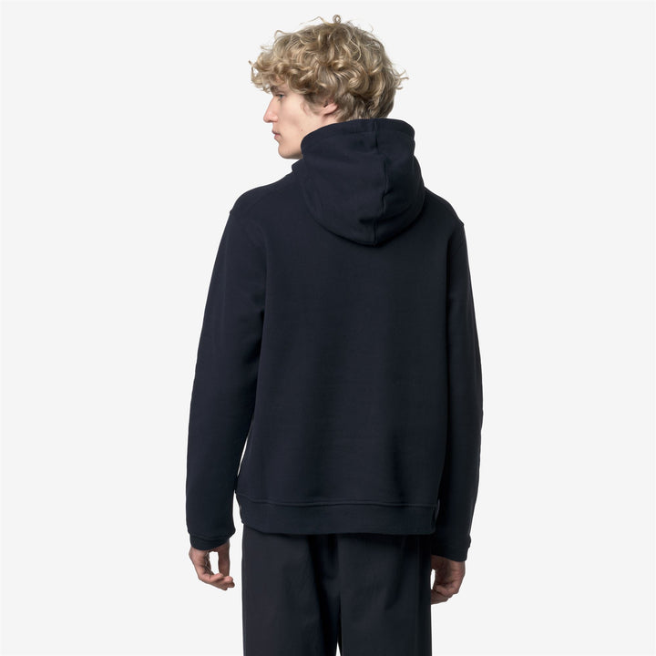 Felpa con cappuccio regolabile in cotone e cashmere blu scuro da uomo 5