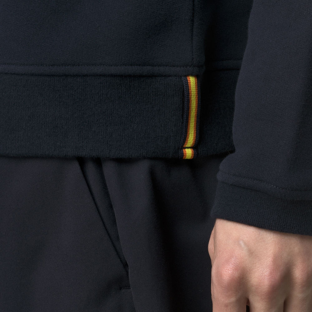 Felpa con cappuccio regolabile in cotone e cashmere blu scuro da uomo 02