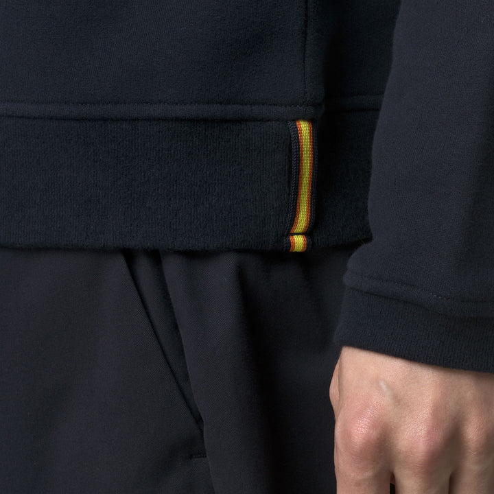 Felpa con cappuccio regolabile in cotone e cashmere blu scuro da uomo 2