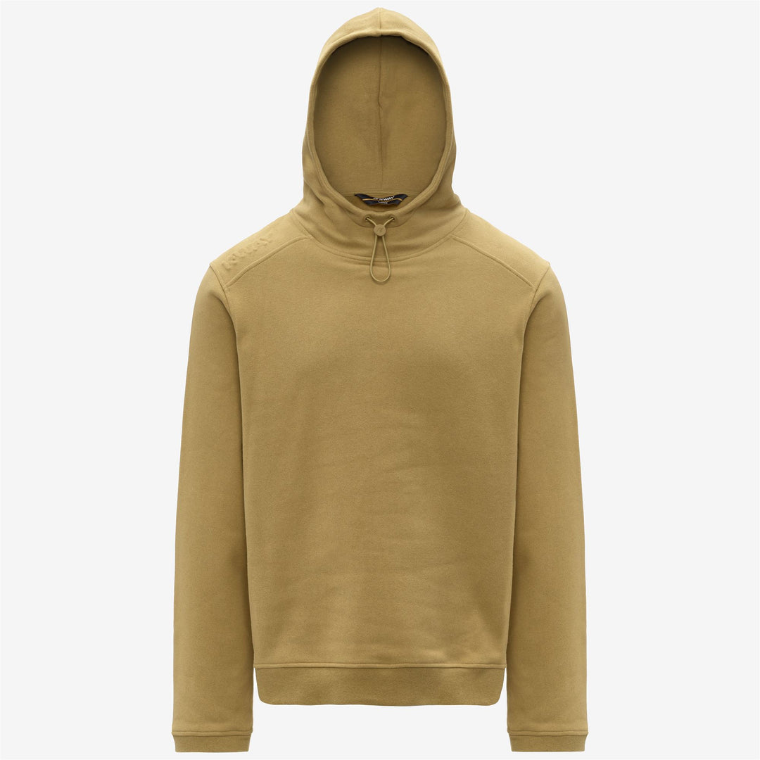 Felpa con cappuccio regolabile in cotone e cashmere beige da uomo 01