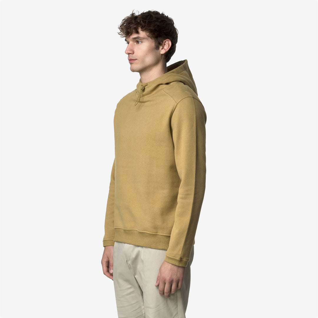 Felpa con cappuccio regolabile in cotone e cashmere beige da uomo main